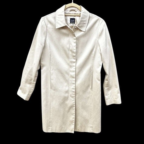 GAP single breasted trench coat women's neutral beige classic snaps size medium - Picture 4 of 13